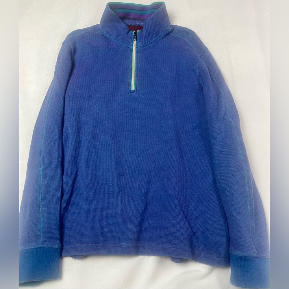 Robert Graham Mens Blue Purple 1/4" Zip Up Pullover Long Sleeve Thermal Shirt XL